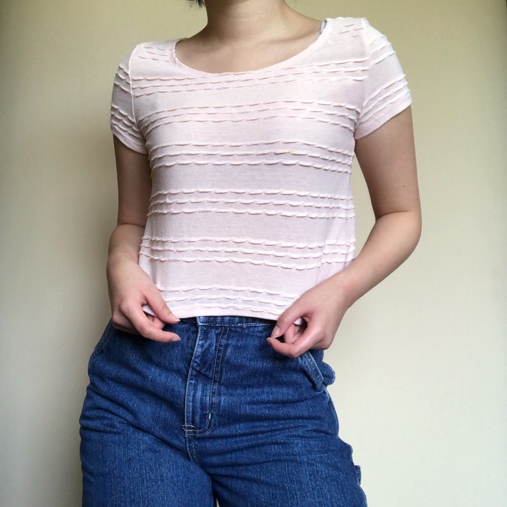 Pink Ribbed Crop Top - Picture 2 of 3